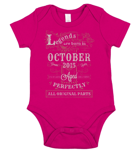 Legends Are Born In October 2015 Birthday Short Sleeve Baby One-Piece