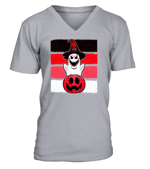 Halloween Ghost Pumpkin Funny evil Men's V-Neck T-shirt