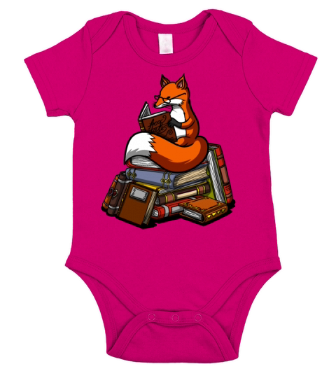 Fox Book Reading Animal Short Sleeve Baby One-Piece
