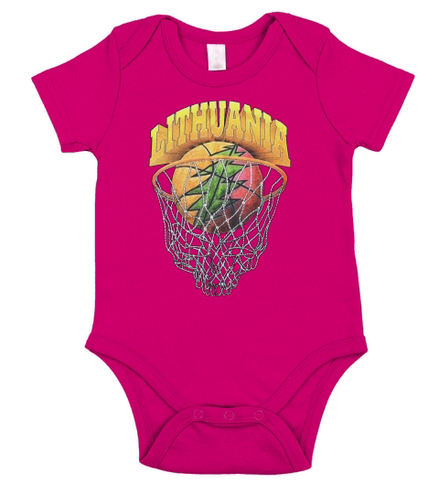 Lithuania Basketball Short Sleeve Baby One-Piece