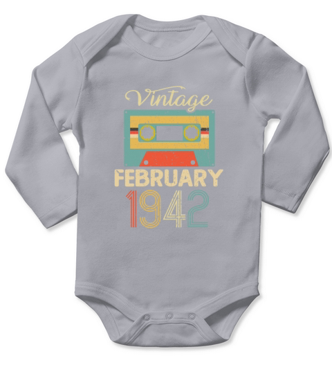 Vintage February 1942 80th Birthday 80 Year Gift Long Sleeve Baby One-Piece