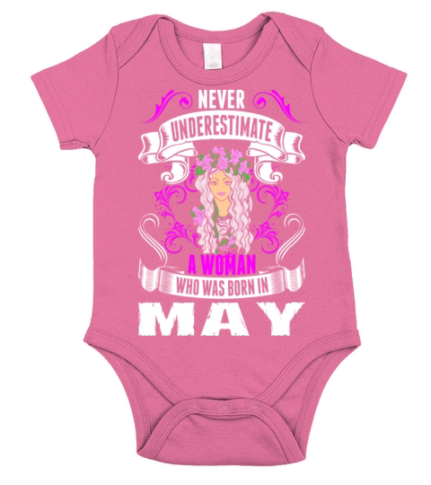 Never Underestimate A Woman Who Was Born In May Short Sleeve Baby One-Piece