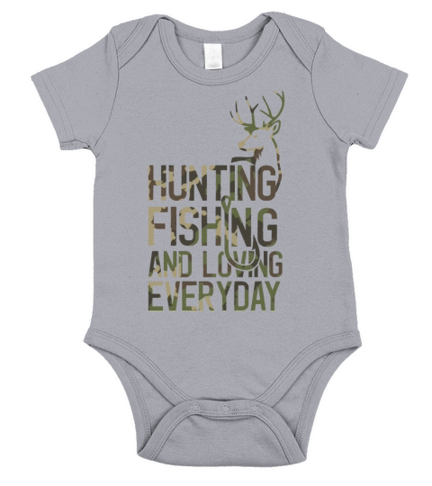 Funny Fishing And Hunting Camo Hunter Fisherman Short Sleeve Baby One-Piece