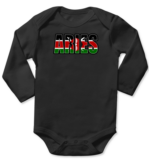 Aries Kenyan Horoscope Heritage DNA Flag Long Sleeve Baby One-Piece