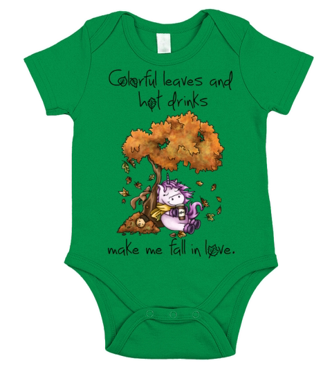 Unicorn enjoys day in autumn Short Sleeve Baby One-Piece