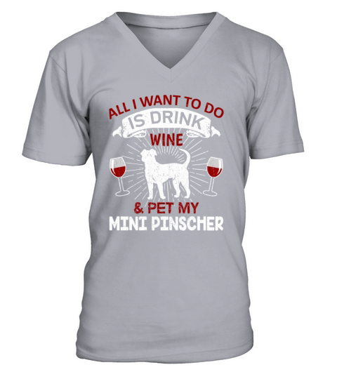 Wine And Pet My Pinscher Dog Owner Gift Men's V-Neck T-shirt
