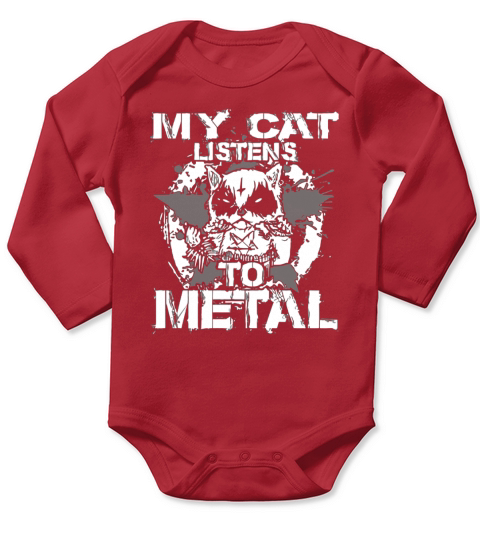 My Cat Listens to metal t-shirt Long Sleeve Baby One-Piece