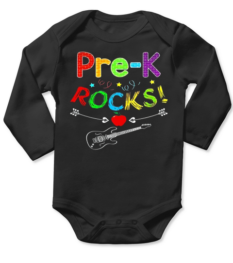 Pre-K Rocks T-Shirt Funny Kids Teachers Back to School Long Sleeve Baby One-Piece
