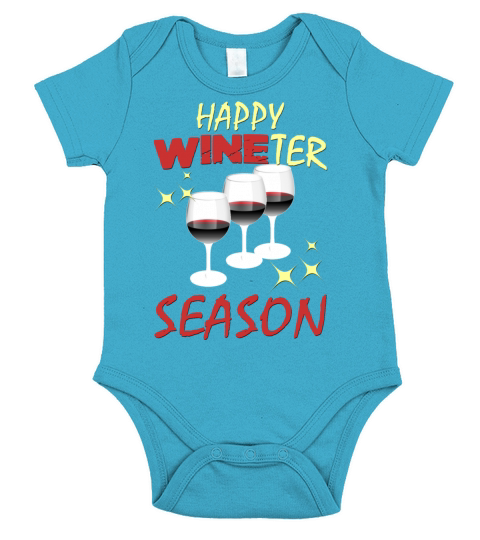 Happy Wineter Season - Funny Glass Of Wine Gift Id Short Sleeve Baby One-Piece