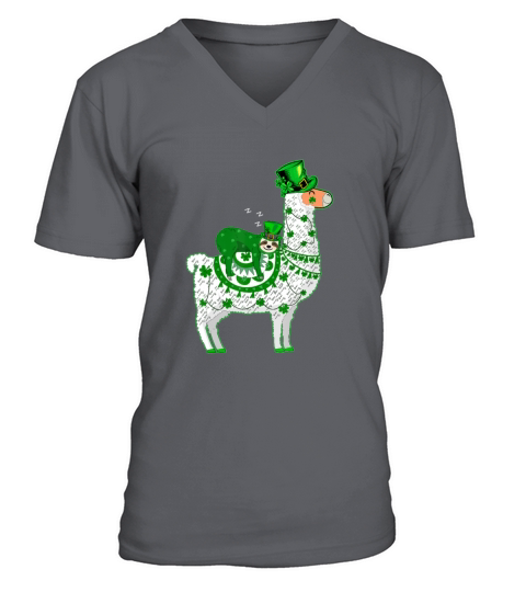 Lucky Leprechaun Sloth Riding Llama St Patricks Da V-Neck T-shirt