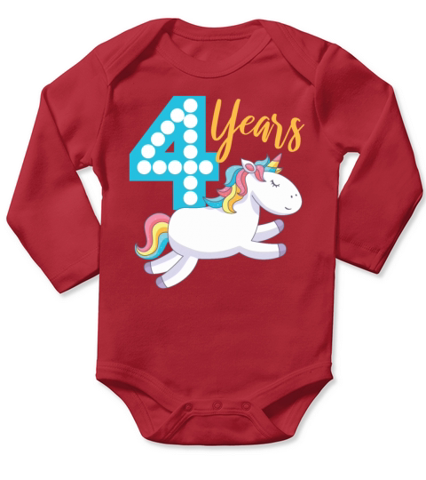 Unicorn 4th birthday Long Sleeve Baby One-Piece