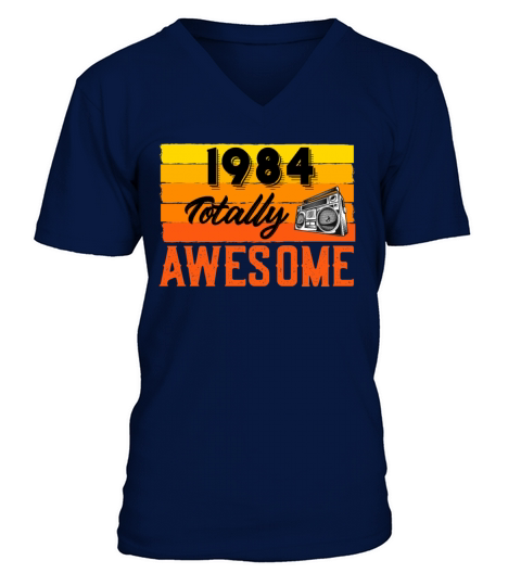 1984 Totally Awesome Dad Birthday Retro Celebrate Men's V-Neck T-shirt