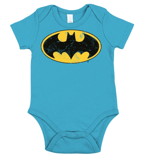 Justice League Batman Logo Vintage Short Sleeve Baby One-Piece