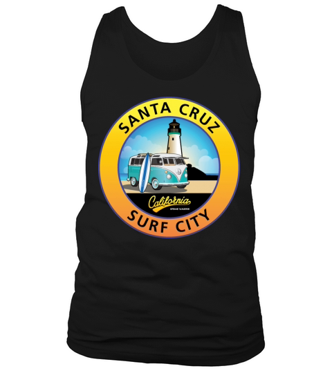 Santa Cruz California CA Light House with Van Men's Tank Top