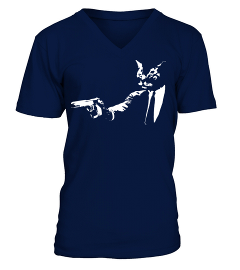 Grumpy Cat with a gun Men's V-Neck T-shirt