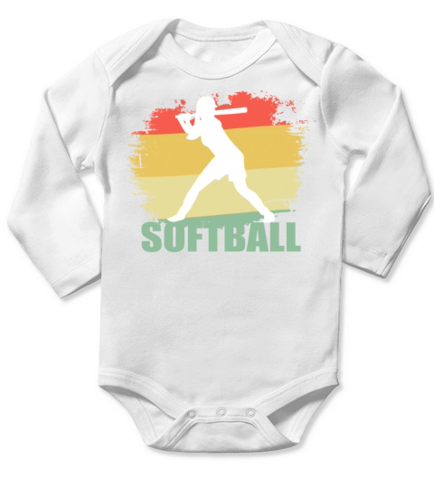 Vintage Softball Tshirt Long Sleeve Baby One-Piece