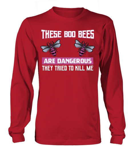 Boo Bees Dangerous For A Breast Cancer Awareness Women's Long Sleeve