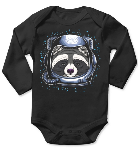 Space Astronaut Raccoon Retro Design Long Sleeve Baby One-Piece