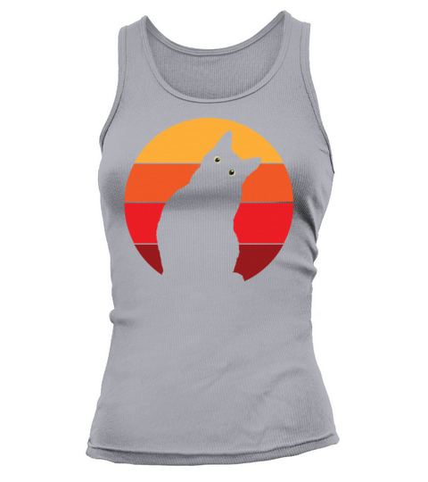 Vintage Retro 80s Curious Cute Cat on Sunset Women's Tank Top