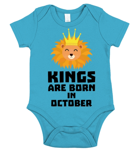 Kings are born in OCTOBER Szx1p Short Sleeve Baby One-Piece