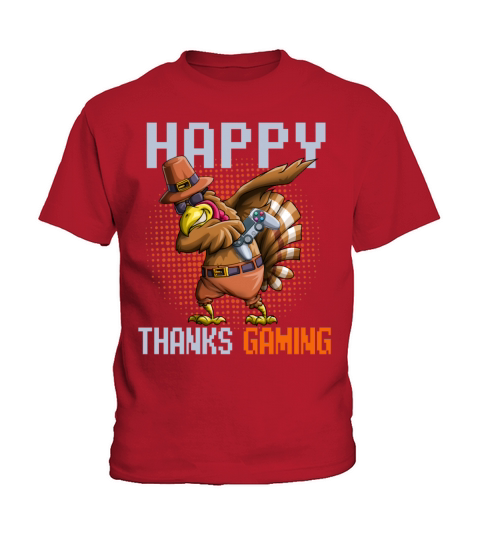 Happy Thanks Gaming Dabbing Turkey Video Gamer Tha Kids T-Shirt