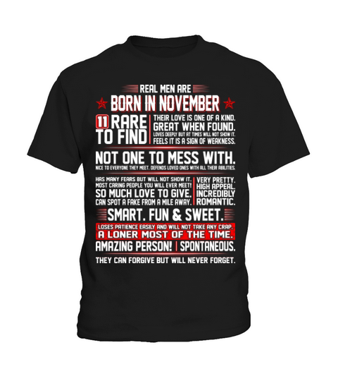 Real Men Are Born In November Birth Month Tshirt Kids T-Shirt