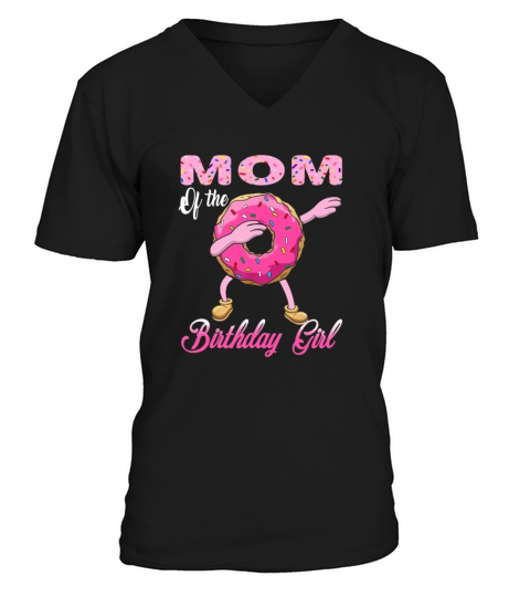 Mom of the Birthday girl Donut Dab Matching Party Men's V-Neck T-shirt