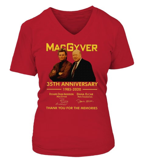 Macgyver 35th Anniversary 1985 2020 Thank You For The Memories Signatures shirt V-neck T-Shirt Woman