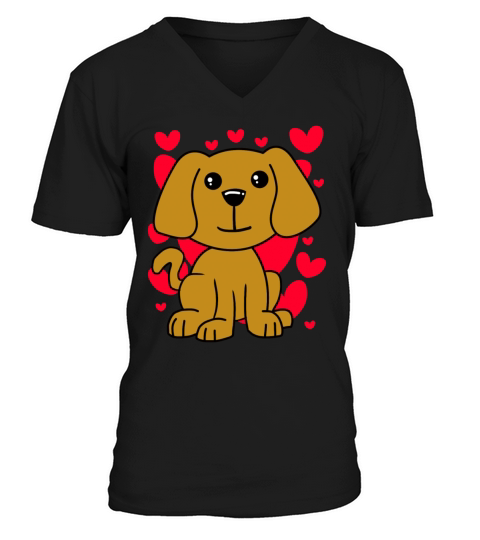 Dog Lovely T-Shirt - Valentines Day Cute Hearts Men's V-Neck T-shirt