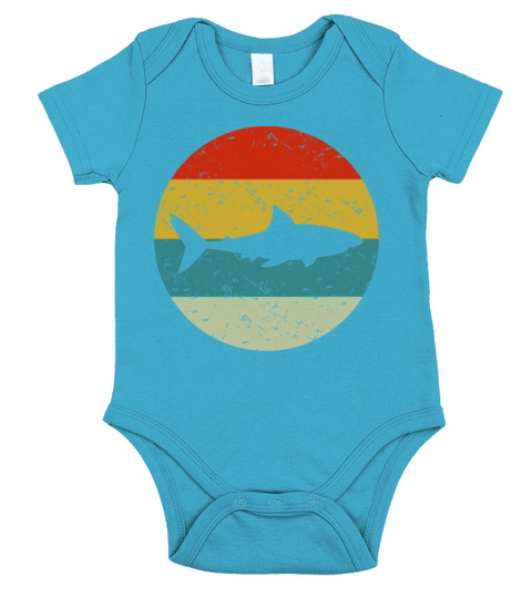 retro vintage shark Short Sleeve Baby One-Piece
