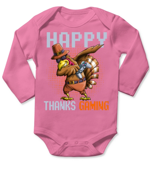 Happy Thanks Gaming Dabbing Turkey Video Gamer Tha Long Sleeve Baby One-Piece
