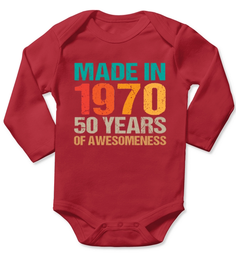 Vintage Made in 1970 - 50 Years Old Birthday Gift Long Sleeve Baby One-Piece