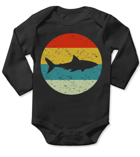 retro vintage shark Long Sleeve Baby One-Piece