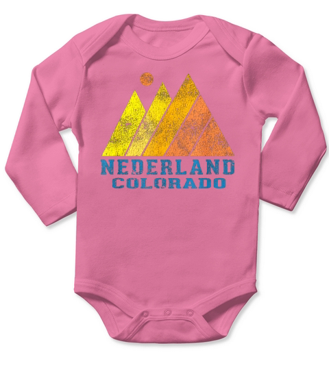 Vintage Nederland Colorado Mountain Sunset Retro T-Shirt Long Sleeve Baby One-Piece