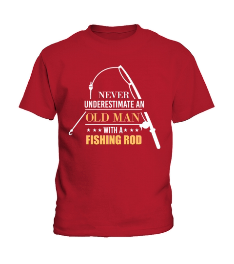 Never underestimate an old man with a fishing rod Kids T-Shirt