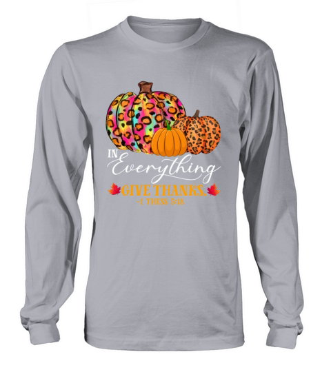 In Everything Give Thanksgiving Leopard Pumpkin Women's Long Sleeve