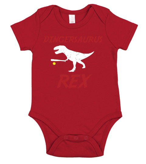 Dingersaurus Rex Softball Short Sleeve Baby One-Piece
