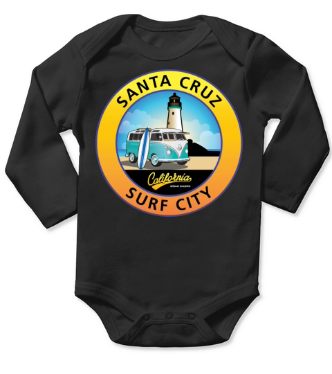 Santa Cruz California CA Light House with Van Long Sleeve Baby One-Piece