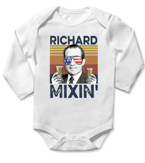 Us Drink Richard Mixin’ Independence Day Vintage Long Sleeve Baby One-Piece