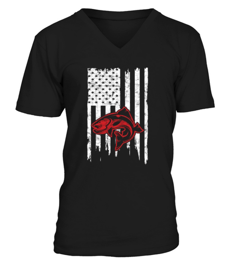 Bass Flag Fishing Fisher Fisherman Gifts Men's V-Neck T-shirt