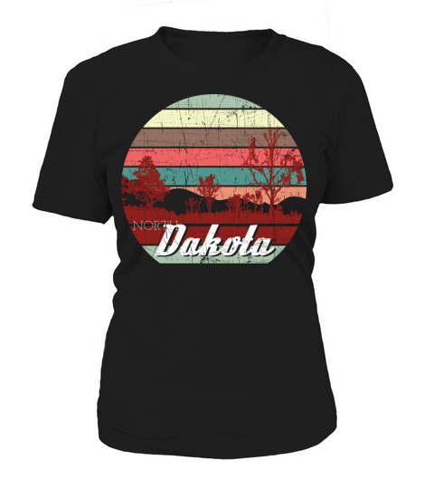 Retro Color Distressed Design North Dakota Travel Women's T-Shirt