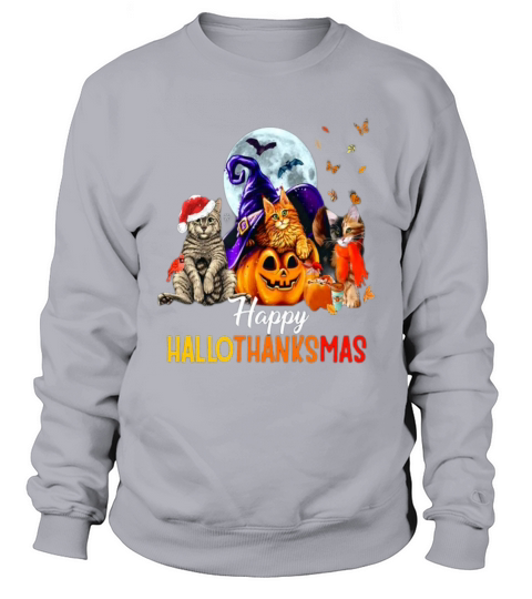 Happy Thanksgiving Cat Happy Hallothanksmas Women's Sweatshirt