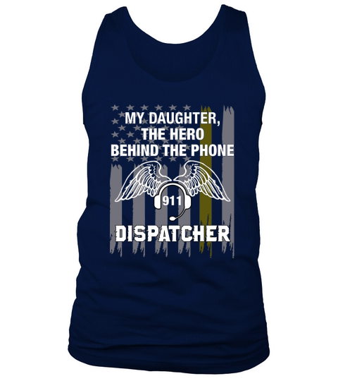 Thin Gold Line Flag Shirt - My daughter is a dispatcher Tank Top Unisex