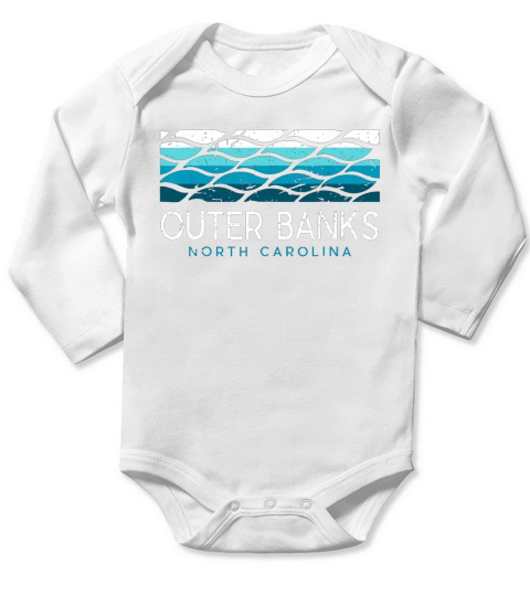 Outer Banks North Carolina T Shirt OBX NC Water Vintage Long Sleeve Baby One-Piece