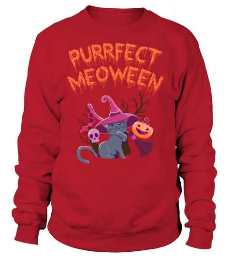 Purrfect Meoween Halloween Witch for Cat Lovers Women's Sweatshirt