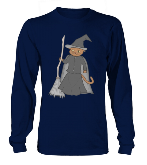 Witch Cat with witches broom Women's Long Sleeve