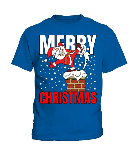 Merry Christmas Santa Claus Chimney Snowflake Kids T-Shirt