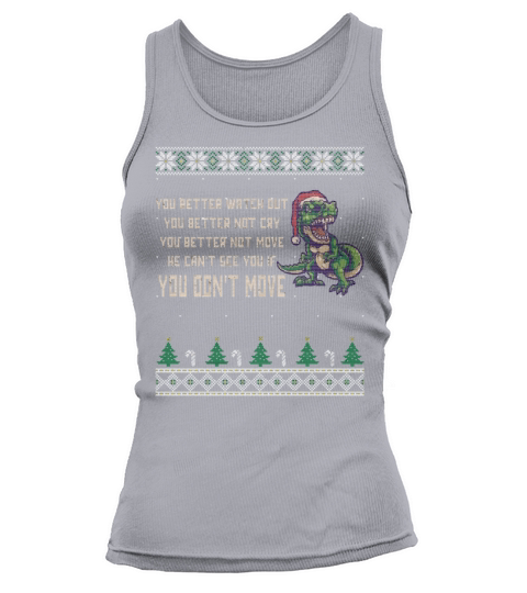 Funny T-Rex Xmas Santa Dinosaur Christmas Gift Women's Tank Top