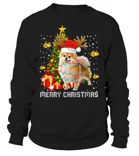 Pomeranian Christmas Lights Tree Santa Xmas Pajama Women's Sweatshirt