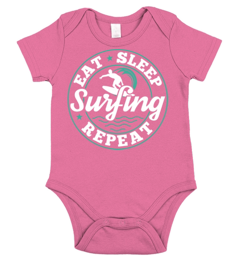 Eat Sleep Surfing Repeat Surfer Funny Quote Gift Short Sleeve Baby One-Piece